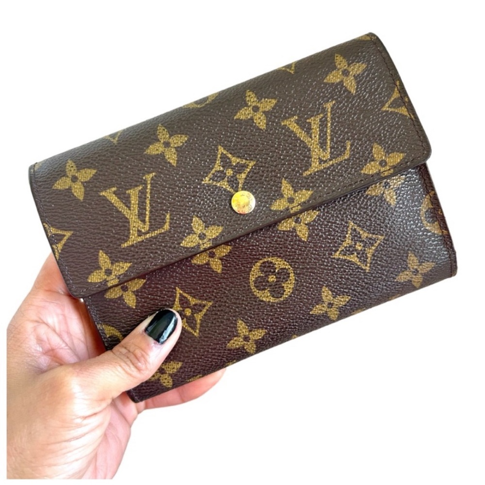 💃LOUIS VUITTON Monogram Porte Tresor Trifold Wallet Brown